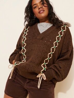 Laced Pullover Wool Sweater DEGEN